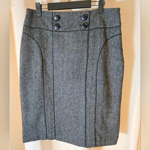 Dalia Collection Charcoal Buttoned Pencil Skirt Classic Prep